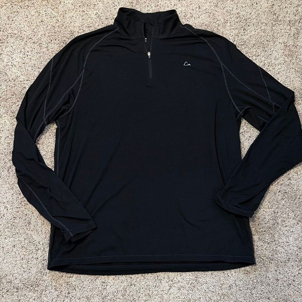 Paradox Black 1/4 Zip Merino Wool Long Sleeve Shirt XL - Picture 2 of 8
